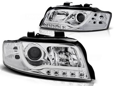 LED Tagfahrlicht Design Scheinwerfer für Audi A4 B6 00-04 chrom